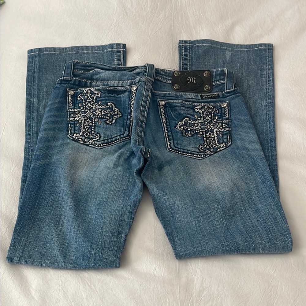 Miss Me Blue Denim Jeans with Embroidered Pockets